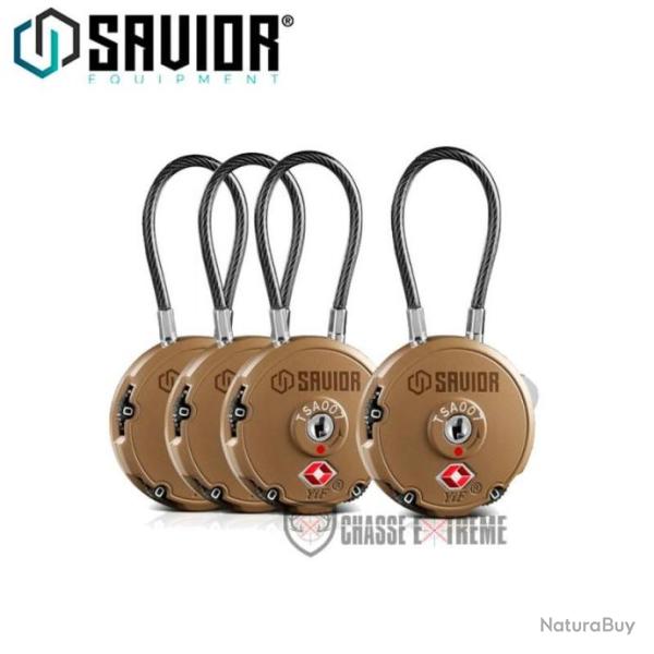 Lot de 4 Cadenas � C�ble (TSA) SAVIOR Tan