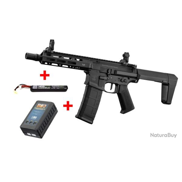 Pack complet R�plique M4 Falcon 904 AEG Mosfet et E.T.U programmable 1,3J + batterie Lipo + chargeu