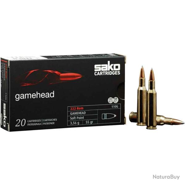 Munitions SAKO calibre 222 Rem Gamehead Softpoint 50gr - 3.2g x20