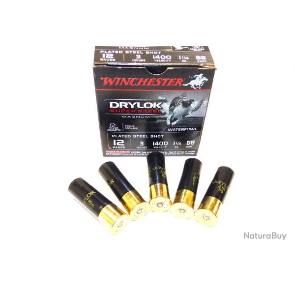 CARTOUCHES WINCHESTER DRYLOK SUPER STEEL MAGNUM - CAL 12/76 - IDEAL CHEVREUIL OU OIES