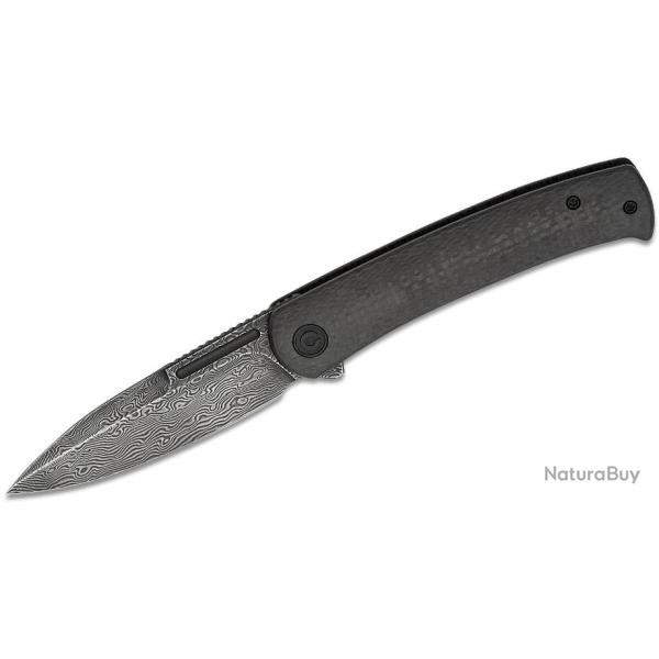 Couteau Civivi Caetus Damas Manche Fibre de Carbone IKBS Linerlock Clip C21025CDS1