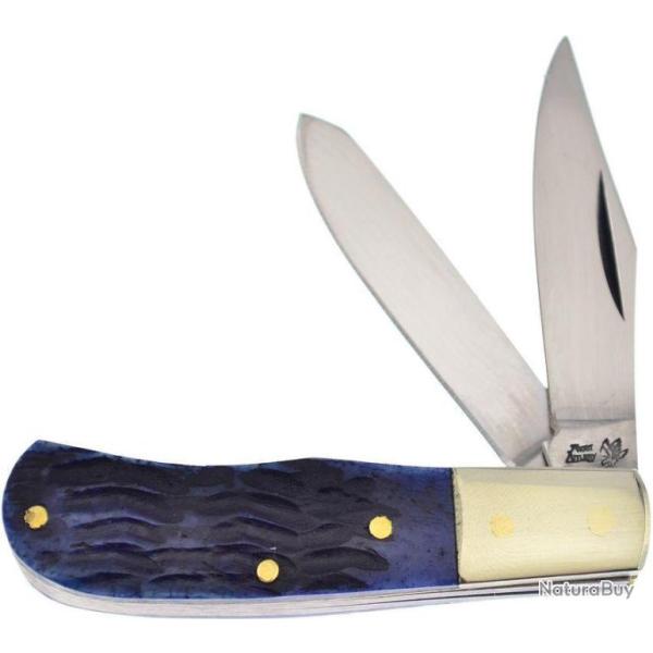 F14100BLPB Couteau Frost Cutlery Jim Bowie Trapper Blue Pk Manche Os Lames Acier Inox