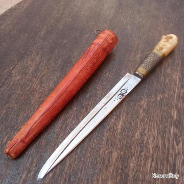 Joli Couteau BOU SAADI Afrique du nord avec �tui en cuir d Origine