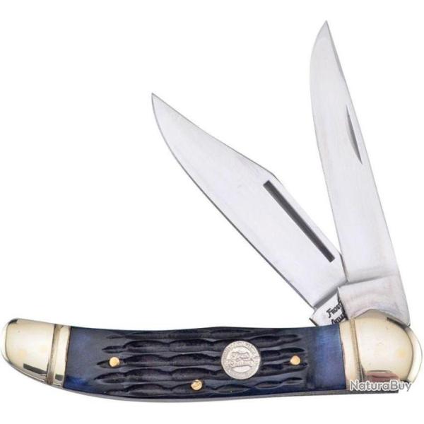 F14232BJB Canif Couteau Frost Cutlery Folding Hunter Blue Jigged Bone Manche Os 2 Lames Acier Inox