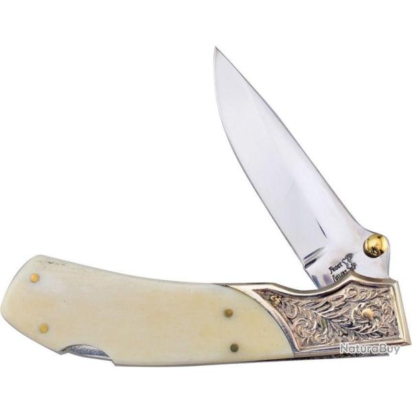 F14311SB Couteau Frost Cutlery Jaguar Lockback White Bone Manche Os Lame Acier Inox
