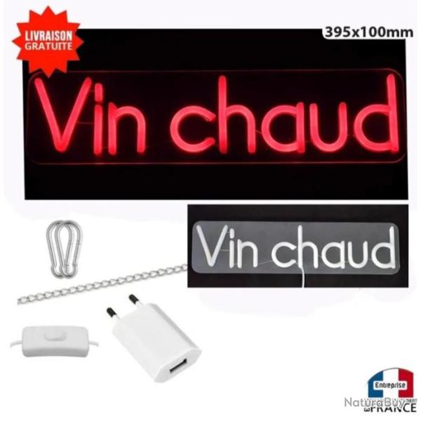 Panneau enseigne lumineuse Neon led verre acrylique  suspendre mural Vin chaud pour stand