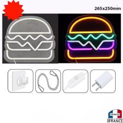 Panneau enseigne lumineuse Neon led verre acrylique &agrave; suspendre mural Burger hamburger foodtruck