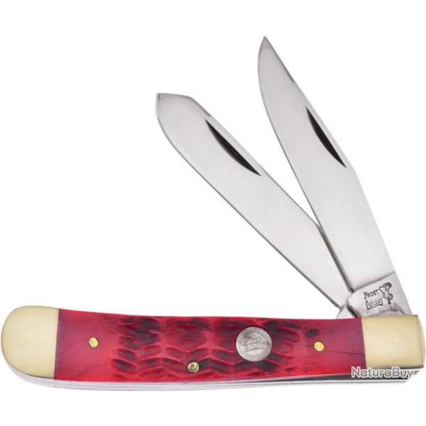 F14312DRPB Couteau Frost Cutlery Big Game Trapper Red Bone Manche Os Lames Acier Inox
