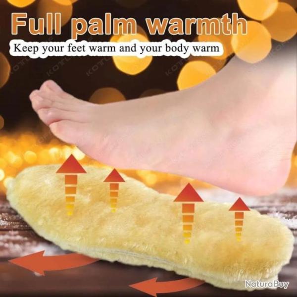 Semelles auto chauffantes en cachemire paisses et douces, semelles thermiques !!A
