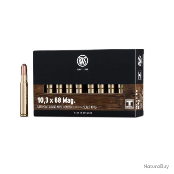 Cartouches RWS TM Bonded - Cal. 10.3x68 Mag - 26 g / 400 gr