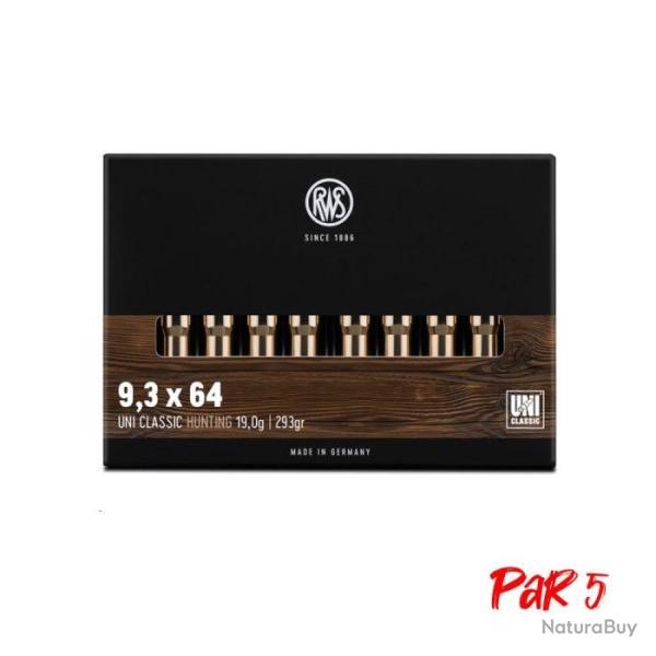 Cartouches RWS Uni Classic - Cal. 9.3x64 - 19 g / Par 5