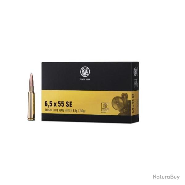 Cartouches RWS Target Elite Plus - Cal. 6.5x55 SE - 8.4 g / 130 gr