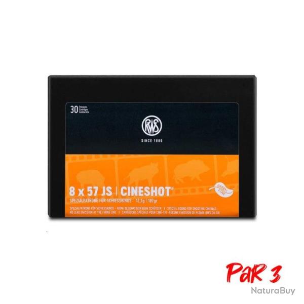 Cartouches RWS Cinetir - Cal.8x57 JS 12.1 g / 187 gr / Par 1 - 12.1 g / 187 gr / Par 3