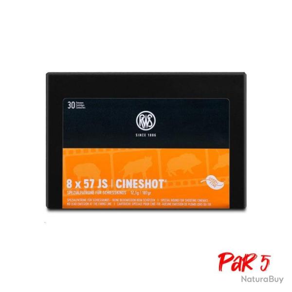 Cartouches RWS Cinetir - Cal.8x57 JS 12.1 g / 187 gr / Par 1 - 12.1 g / 187 gr / Par 5