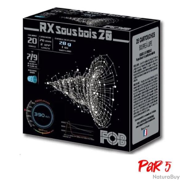 Cartouches de chasse FOB RX Sous Bois - Cal.20/70 - 5+7 / Par 5