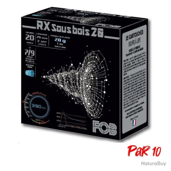 Cartouches de chasse FOB RX Sous Bois - Cal.20/70 - 7+9 / Par 10