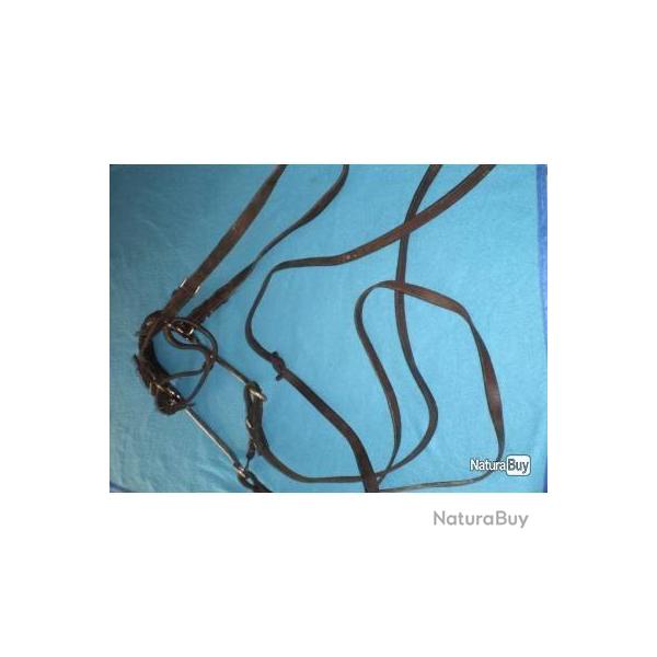 Hackamore tress� en cuir d' occasion pour Cheval ! Cowboy, D�coration Saloon , Western Farwest !