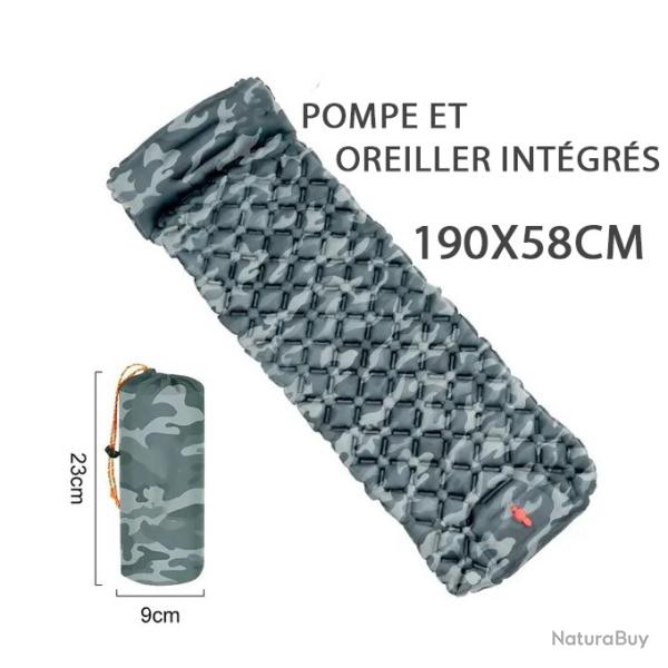 MATELAS GONFLABLE CAMPING ULTRALGER - POMPE INTGRE- 190CM - CAMOUFLAGE - LIVRAISON GRATUITE
