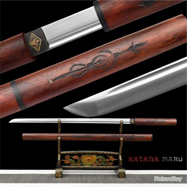 Wakizashi Ninjato Shirasaya en Acier T10 avec Gravure