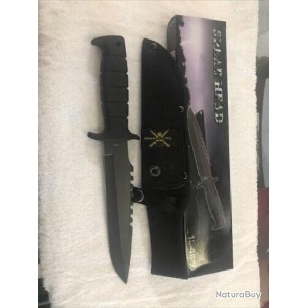 F18462B Couteau Frost Cutlery Spear Head Bowie Lame Acier Inox Manche Plastique Etui Nylon