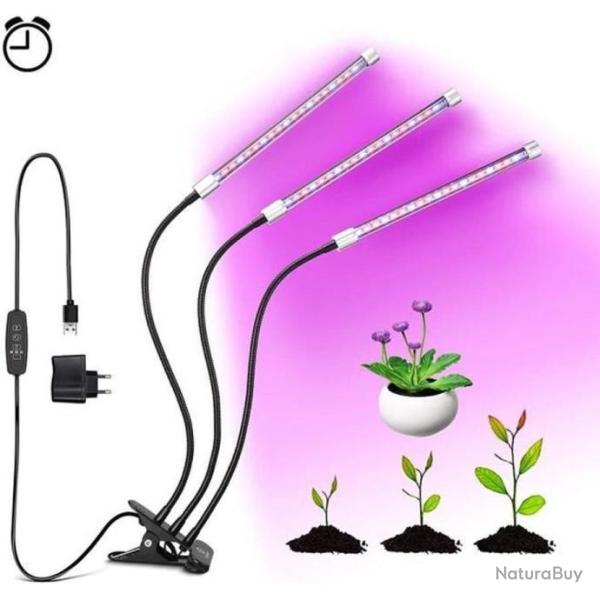 Lampe de Croissance Lampe Horticole � 3 T�tes avec Cou de Cygne Flexible 360� 57 leds 27 W
