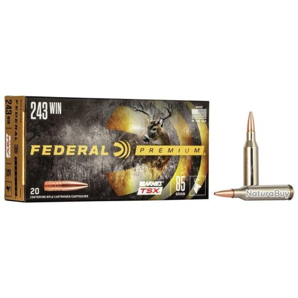Wahoo ! LOT DE 40 MUNITIONS FEDERAL CAL 243 WIN 85GR BARNES TSX TRIPLE SHOCK  SANS PLOMB