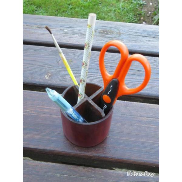VINTAGE - Ancien porte crayon et/ou pinceaux entirement en cuir marron (XX)