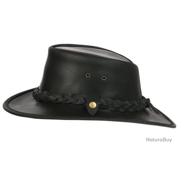 Chapeau Cuir Noir Australien Traveller Winton Aussie Apparel Noir