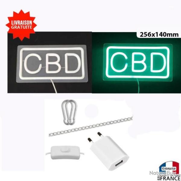 Panneau enseigne lumineuse Neon led verre acrylique  suspendre CBD vitrine