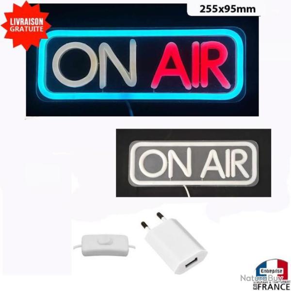 Panneau enseigne lumineuse Neon led � poser ON AIR deco studio radio vitrine