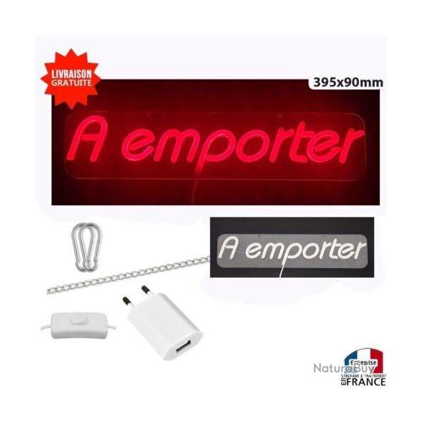 Panneau enseigne lumineuse Non led transparente A emporter pour pizza plat R