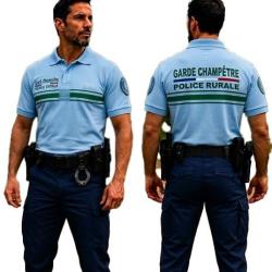 Polo infroissable manches courtes brod&eacute; Garde Champ&ecirc;tre Police Rurale Conforme au d&eacute;cret 2023