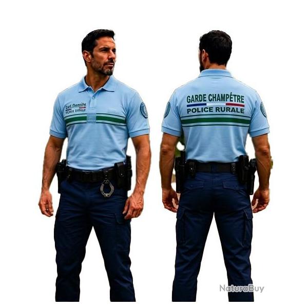 Polo infroissable manches courtes brod� Garde Champ�tre Police Rurale Conforme au d�cret 2023
