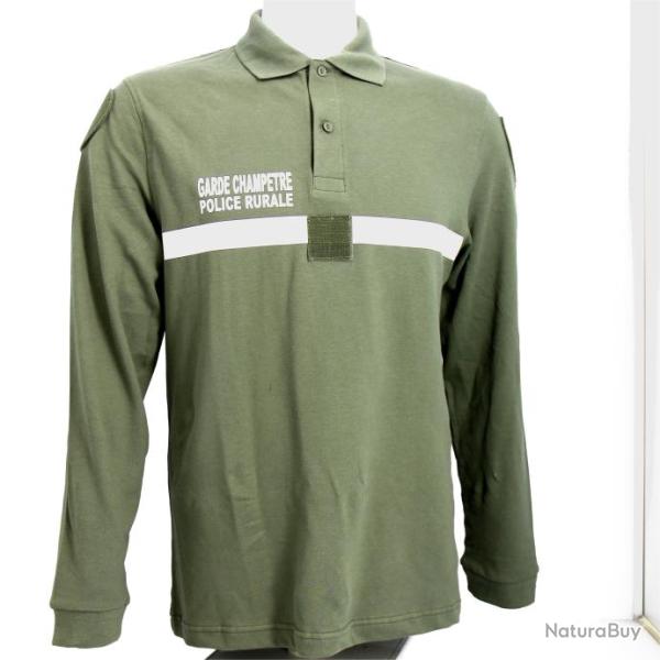 Polo manche longues KAKI brod� Garde Champ�tre Police Rurale Conforme au d�cret 2023