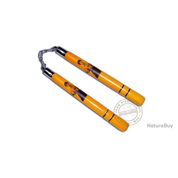 Nunchaku bois chane - Bruce Lee - Jaune Fonc - 32 cm