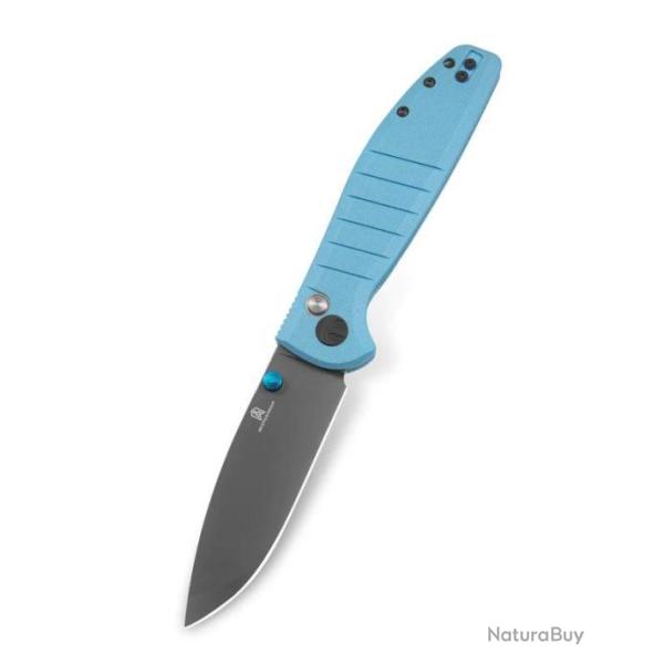 Couteau Bestech Bestechman Goodboy Blue Manche G10 Lame Acier D2 Gray DLC IKBS Button BTKMK04C
