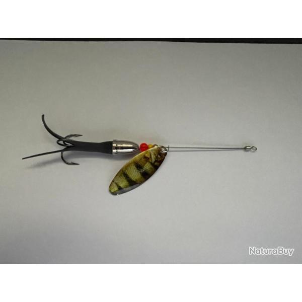 cuiller quimperloise 18 grs Saumon, truite de mer et carnassiers caoutchouc noir palette perche