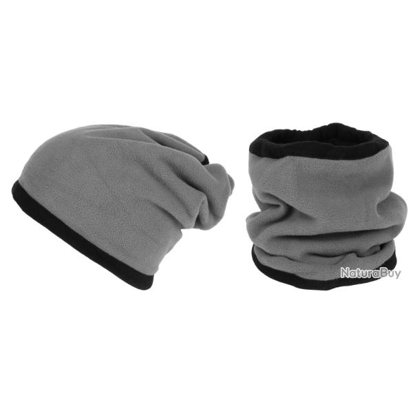 Bonnet Tube Snood Gris Polaire R�versible Noir Kosd Taille unique Gris