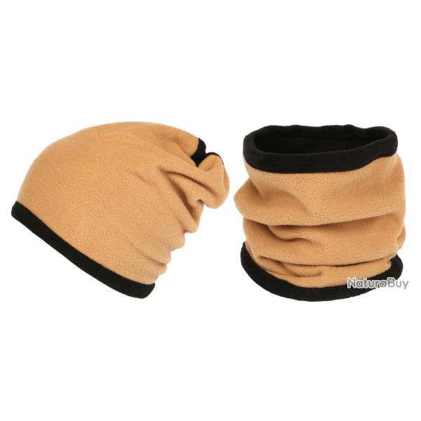 Bonnet Tube Snood Beige Polaire R�versible Noir Kosd Taille unique Beige