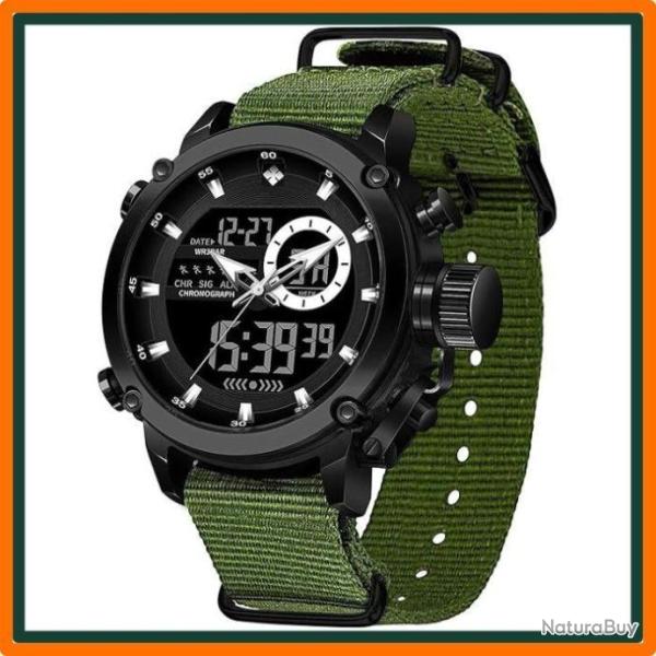 Montre militaire - Tactique - Multifonctions - LED - Etanche - Vert arm�e