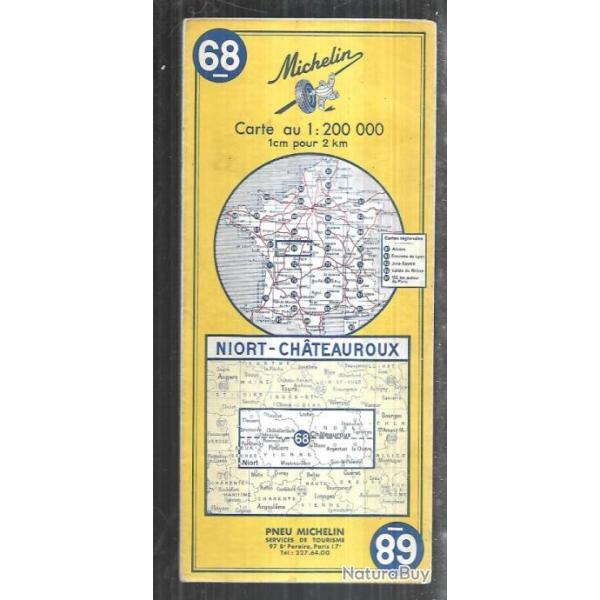 carte d�partementale michelin niort chateauroux 68  1 cm = 2 km de 1970