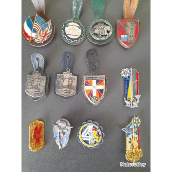 Lot de 12 insignes,regiment,compagnie,promo.