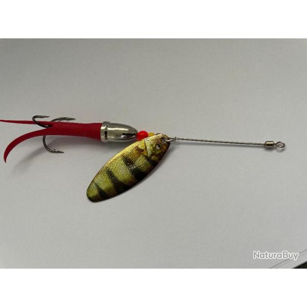 cuiller quimperloise 18 grs Saumon, truite de mer et carnassiers caoutchouc rouge palette perche