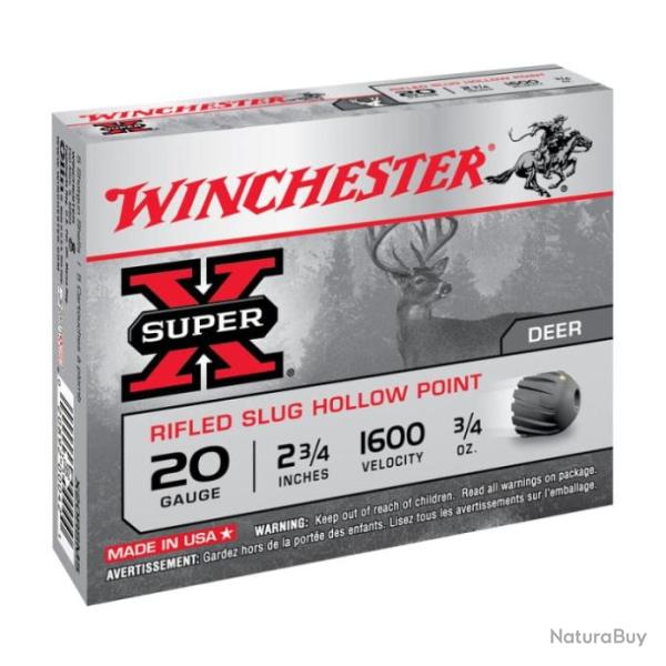 Cartouche Winchester � balles Super-X Rifled - Cal. 20/70 - Par 5