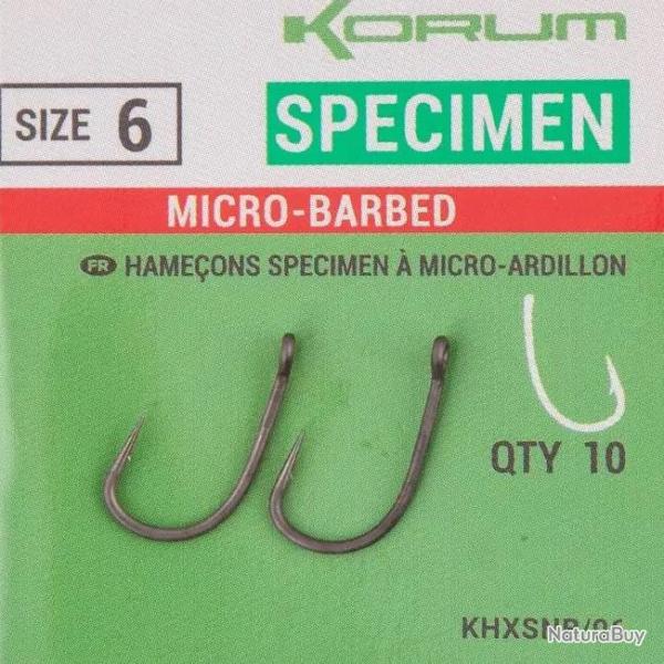 HAMECONS KORUM SPECIMEN MICRO BARBED PAR 10 Taille 6