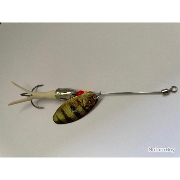 cuiller quimperloise 18 grs Saumon, truite de mer et carnassiers caoutchouc blanc palette perche