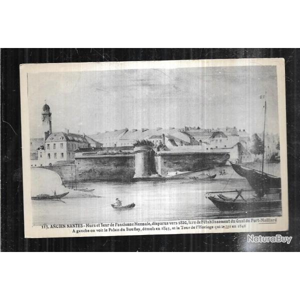 ancien nantes murs et tour de l'ancienne monnaie disparus vers 1820 carte postale ancienne