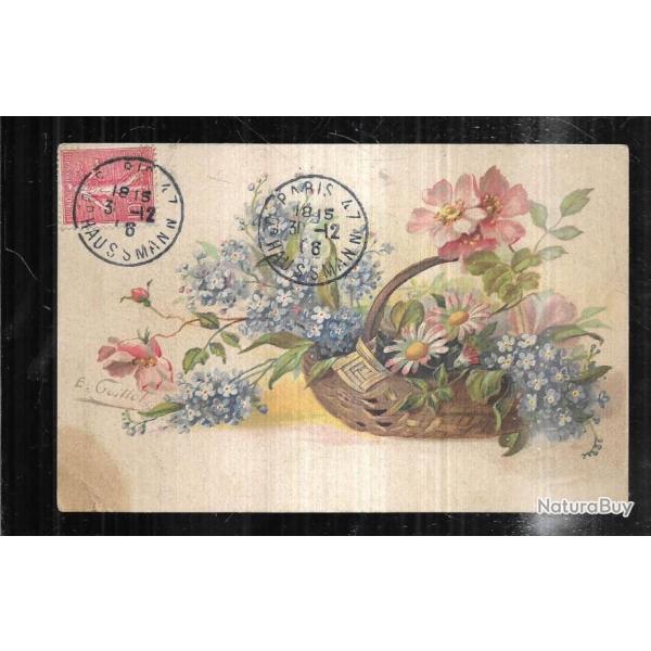 composition florale utilis�e comme carte de voeux bonne ann�e carte postale ancienne