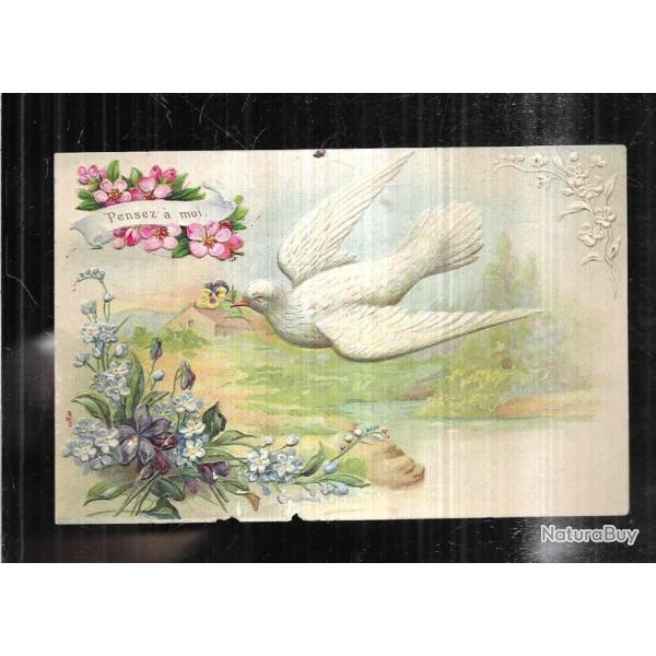 pensez  moi colombe , pense carte postale ancienne