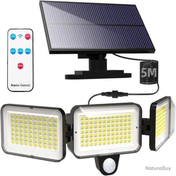 Lampe solaire ext�rieur d�tecteur de mouvement 224 LED IP65 �tanche 3 T�tes